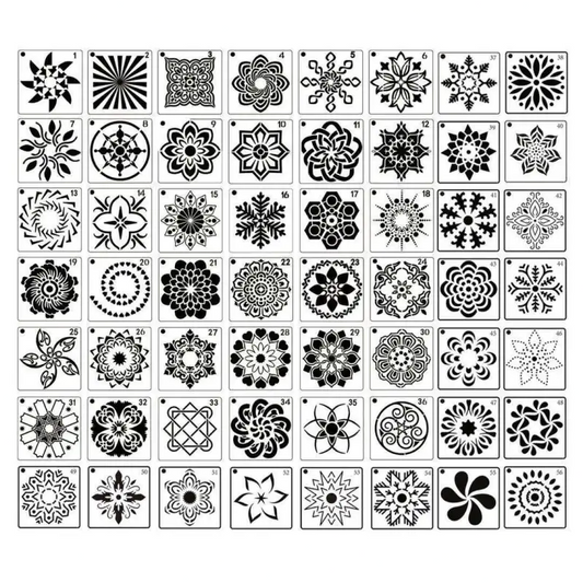 Lot de 56 Pochoirs mandalas - 9x9cm